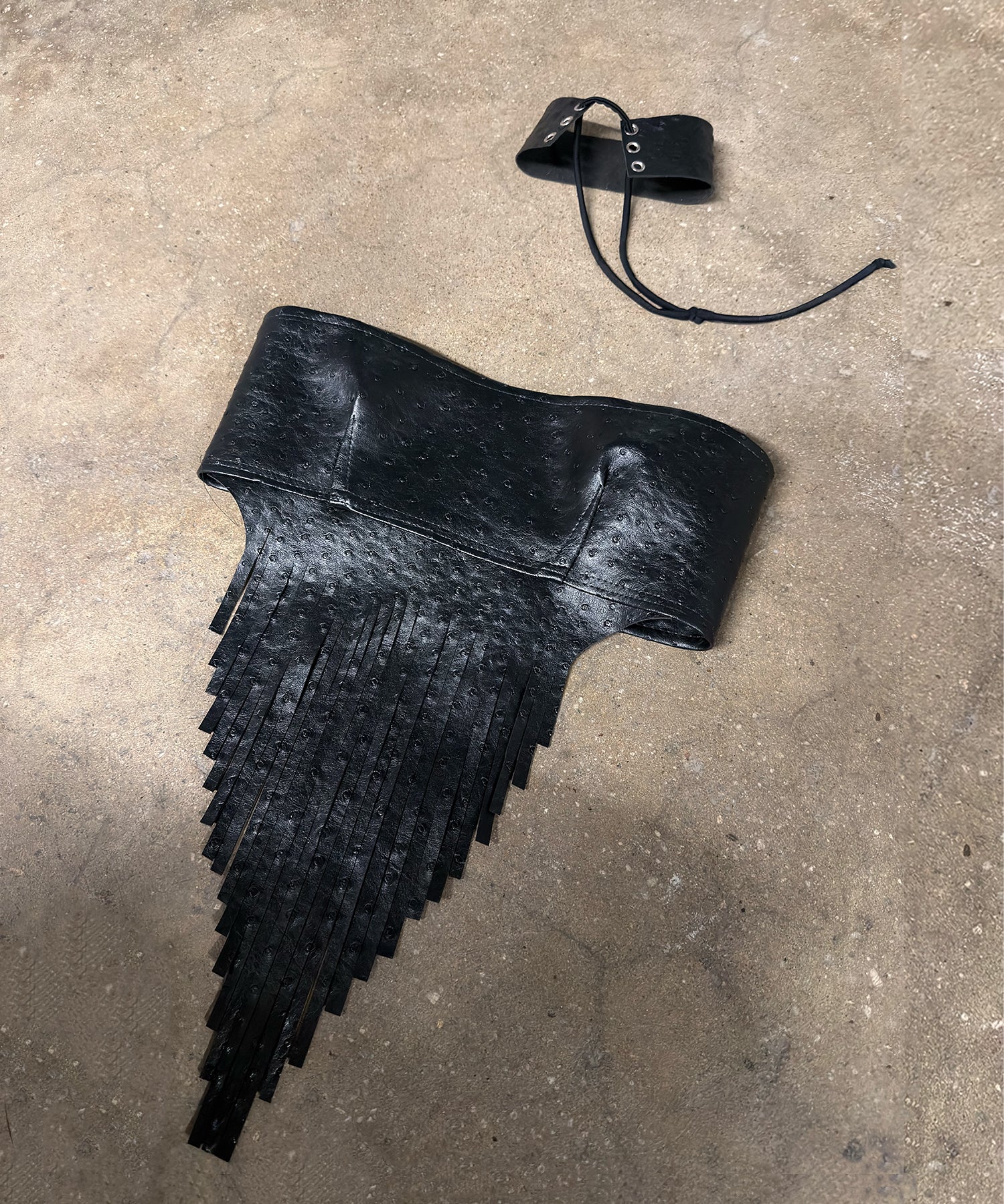 Ostrich Fringe Bustier Set