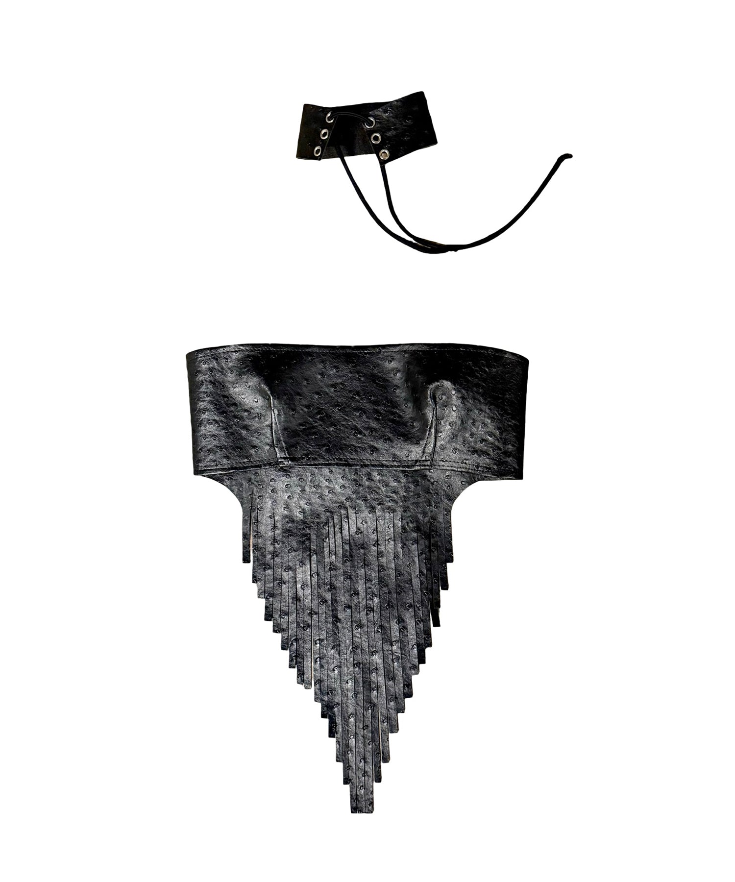 Ostrich Fringe Bustier Set